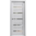 Sartodoors Sliding French Pocket Door 30 x 80in, Nordic White W/ Frosted Glass, Kit Trims Rail Hardware QUADRO4445PD-NOR-30